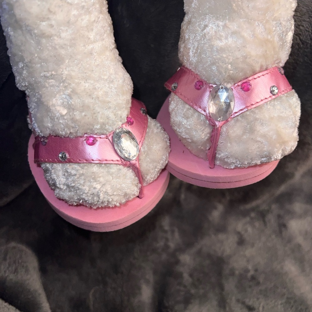 Cute Build A Bear Pink Flip Flop Sandals with Rhinestones BAB Shoes